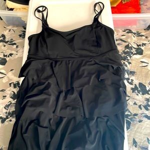 NWOT  Great Lengths Tiered  Black Swim Dress